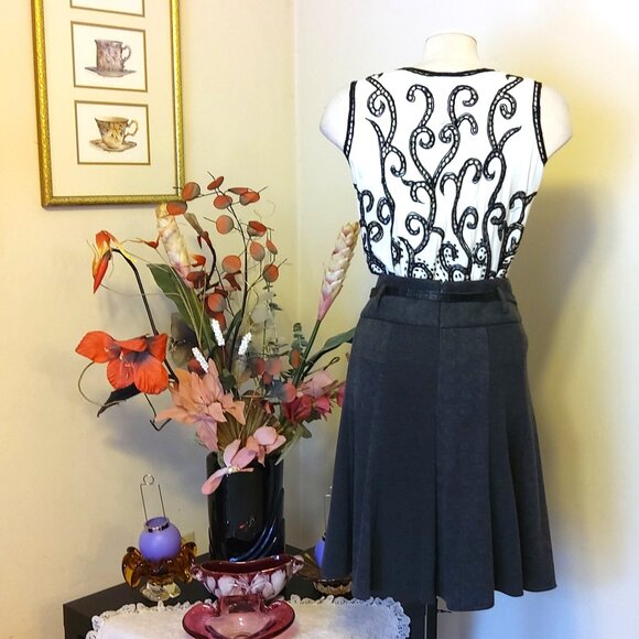 NWOT MEXX Well Tailored High-quality Gray Midi Lined Skirt with Belt Lightweight - Picture 7 of 7